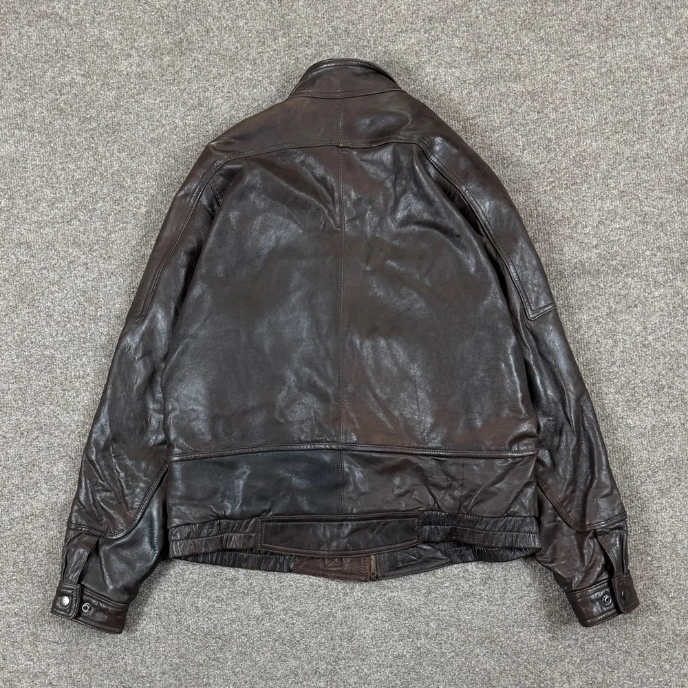 Vintage J Walden Brown Genuine Leather Bomber Jackets Men’s 40 Medium Full Zip